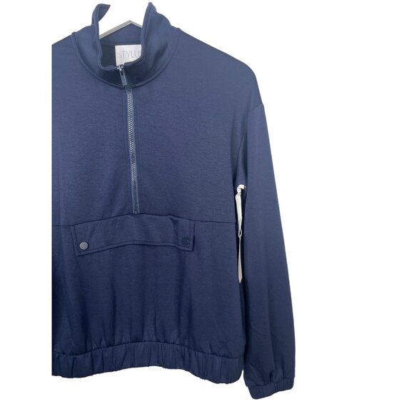 Stylus Half Zip Pullover Sweatshirt Small Navy Blue Athleisure Top NWT - Picture 6 of 11